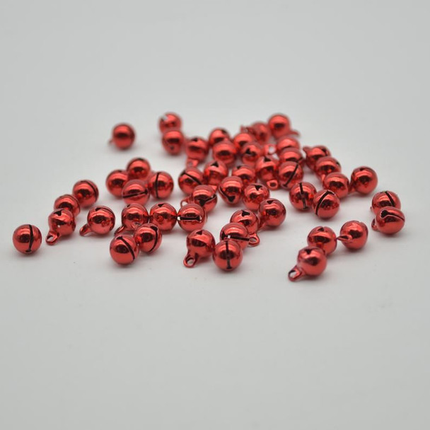 Metallic Jingle / Sleigh Bells - Red  - 100 Count - 6mm