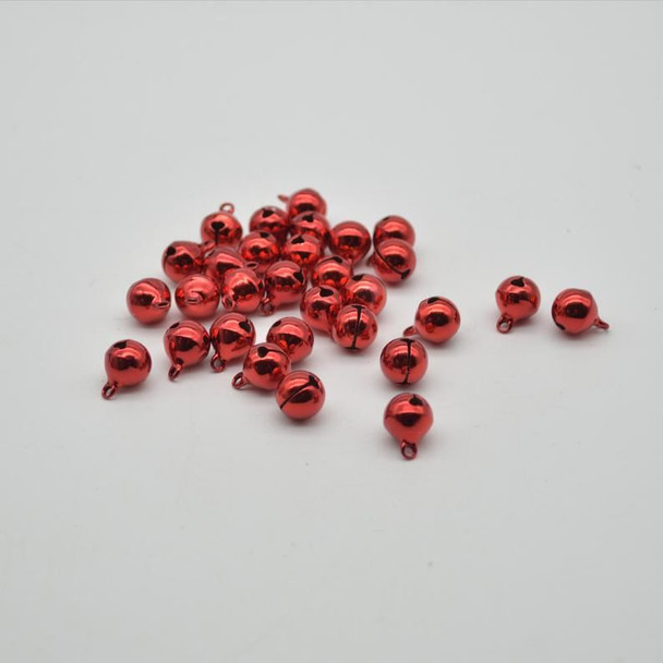 Metallic Jingle / Sleigh Bells - Red  - 100 Count - 10mm