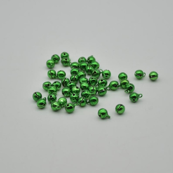 Metallic Jingle / Sleigh Bells - Green  - 100 Count - 6mm