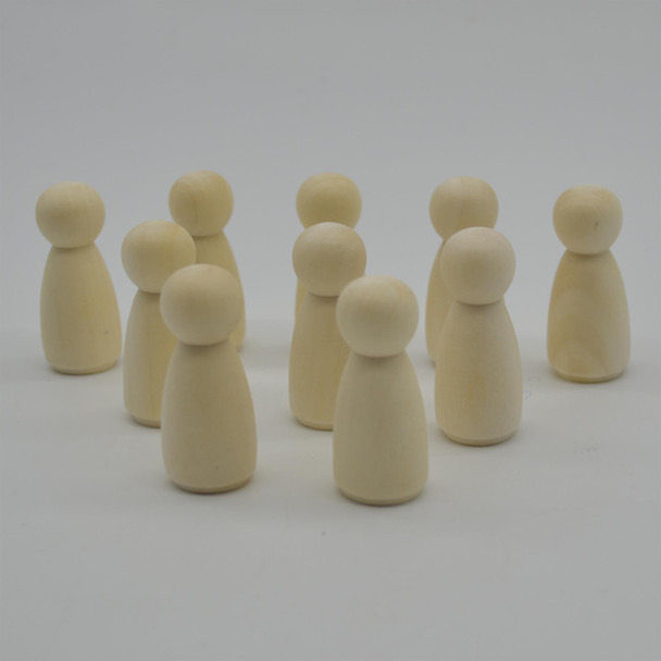 Natural Plain Wood Peg Doll Female Figures - 20 Count - 43mm