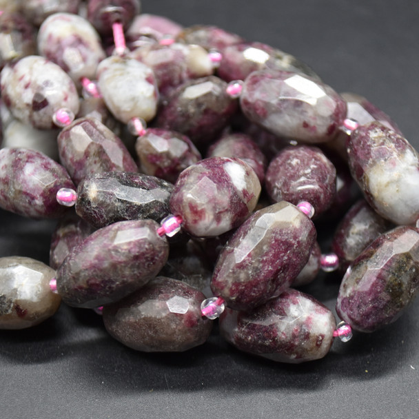 High Quality Grade A Natural Pink Tourmaline Semi-precious Gemstone Faceted Baroque Nugget Beads - 8mm - 10mm x 13mm - 15mm - 15" strand