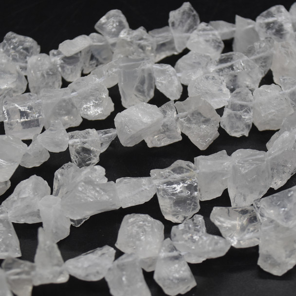 Raw Natural Clear Quartz Semi-precious Gemstone Nugget Chip Beads - approx 10mm - 20mm x 7mm - 10mm - 15" strand