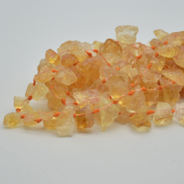 Raw Hand Polished Heat Treated Citrine Semi-precious Gemstone Nugget Beads - approx 10mm - 16mm x 6mm - 12mm - 15" strand