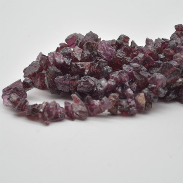 Raw Natural Garnet Semi-precious Gemstone Small Chip Nugget Beads - approx 6mm x 4mm - approx 15" strand
