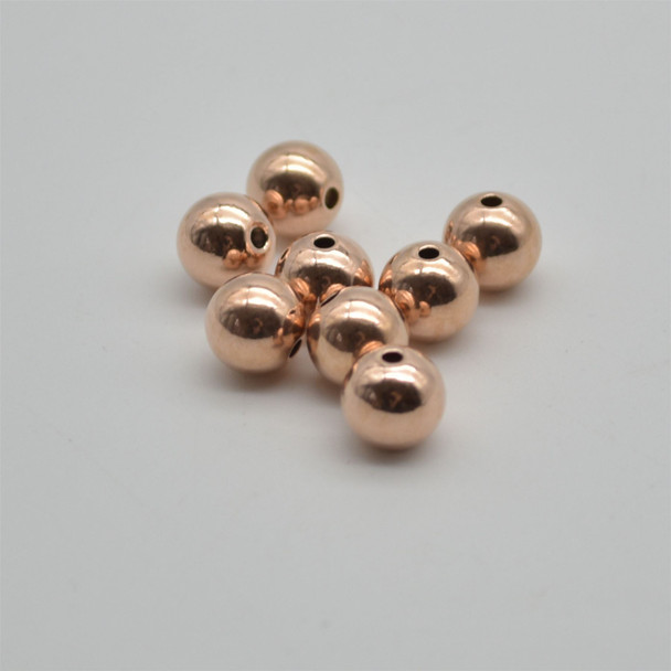 14K Rose Gold Filled Findings - 5 Gold Filled Round Seamless Spacer Beads - 8mm - 5 count - 1.8mm hole