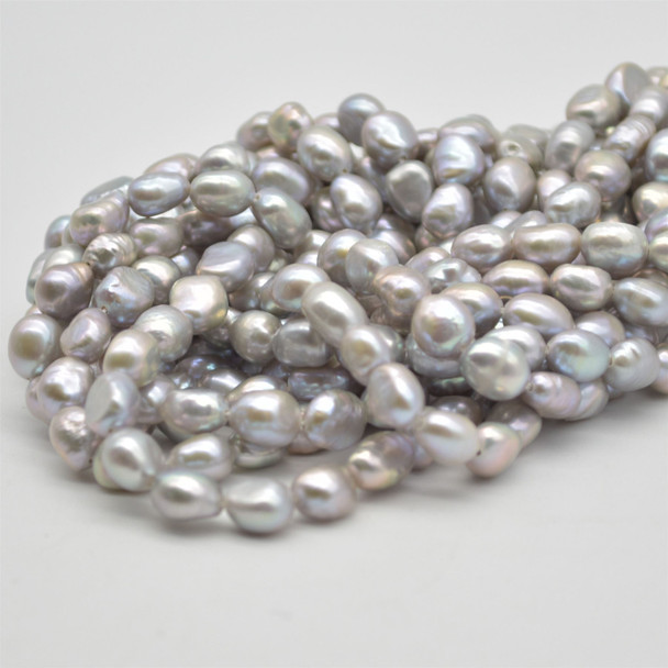 High Quality Grade A Natural Freshwater Baroque Nugget Pearl Beads - Dyed - Grey - approx 7mm - 8mm - approx 14" strand