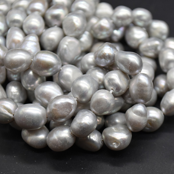 High Quality Grade A Natural Freshwater Baroque Nugget Pearl Beads - Dyed - Grey - approx 10mm - 11mm - approx 14" strand