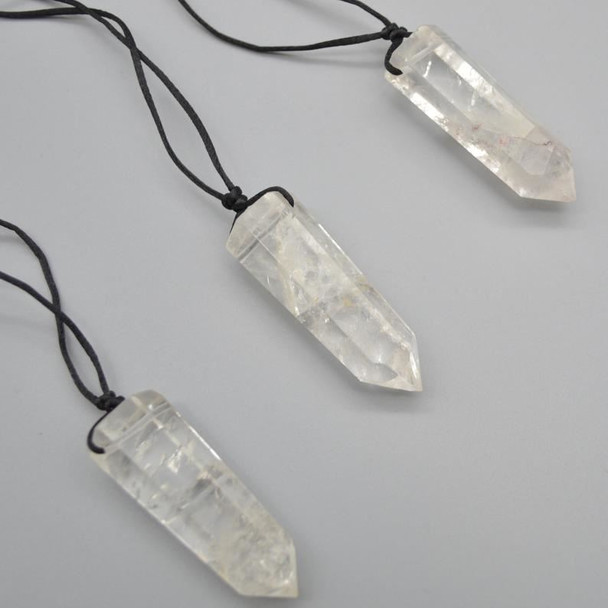 Natural Clear Quartz Semi-precious Gemstone Point Pendant - 4cm - 5cm - 1 Count