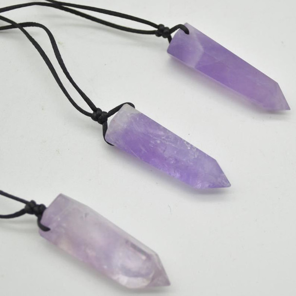 Natural Brazil Amethyst Semi-precious Gemstone Point Pendant - 4cm - 4.5cm - 1 Count