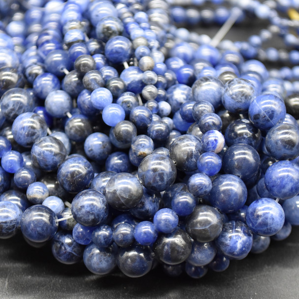 Natural Sodalite (blue) Semi-Precious Gemstone Round Beads 4mm, 6mm, 8mm, 10mm, 12mm
