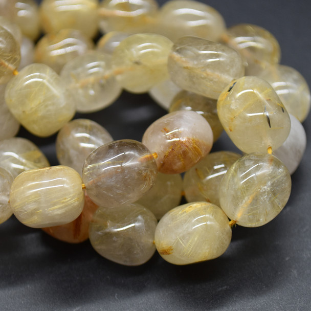 Natural Gold Rultilated Quartz Semi-precious Gemstone Large Nugget Tumblestone Beads - 12mm - 16mm x 10mm - 12mm