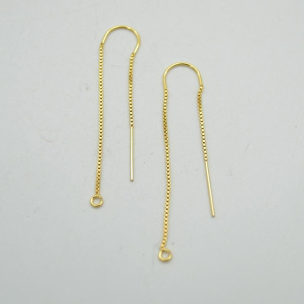 14K Gold Filled Findings - Gold Filled U-Threader Box Chain Drop Earring with Ring - 65mm - 2 - Made in USA