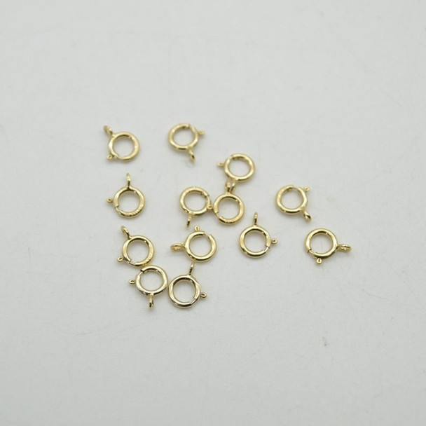 14K Gold Filled Findings - Gold Filled Light Weight Bolt Ring / Clasp With Open Spring Ring - 6mm - 5 Count - Made in Italy