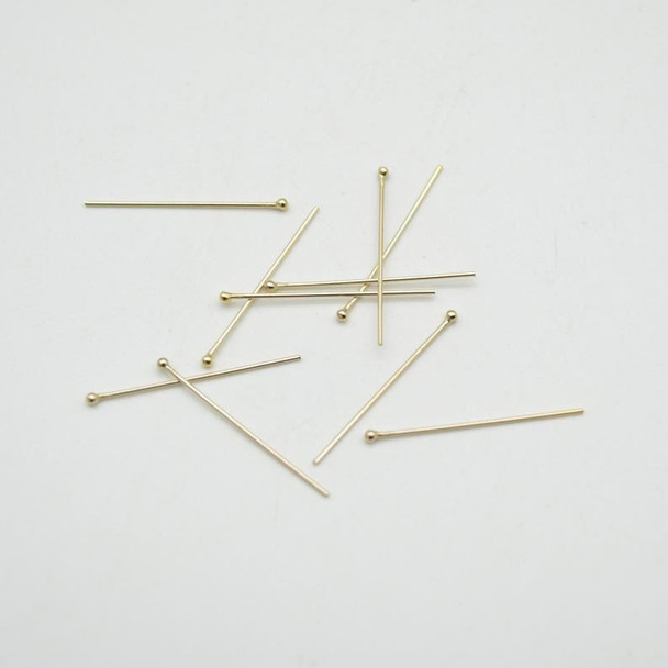 14K Gold Filled Findings - Gold Filled Ball Headpin - 0.63mm x 25.4mm - 5 or 10 Count - Made in China