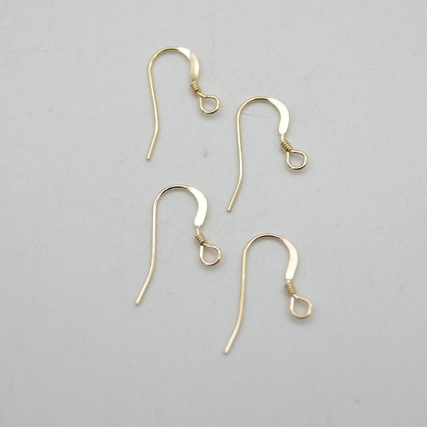 14K Gold Filled Findings - Gold Filled Flat Earring Wire with Coil - 0.61mm x 18.7mm - 2 or 6 Count - Made in China
