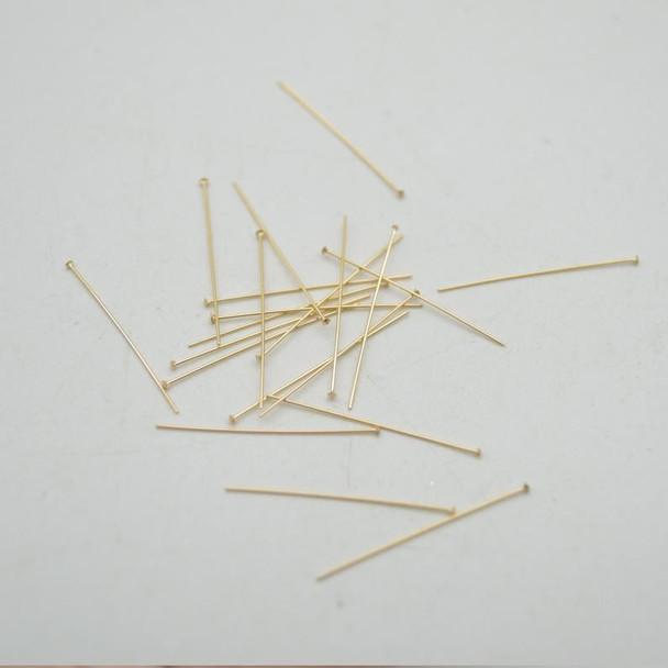 14K Gold Filled Findings - Gold Filled Headpin - 0.41mm x 25.4mm - 10, 20 or 50 Count - Made in USA