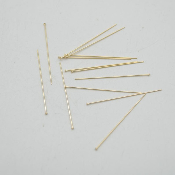 14K Gold Filled Findings - Gold Filled Headpin - 0.50mm x 38.1mm - 10, 20 or 50 Count - Made in USA