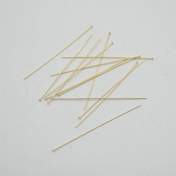 14K Gold Filled Findings - Gold Filled Headpin - 0.50mm x 50.8mm - 10, 20 or 50 Count - Made in USA