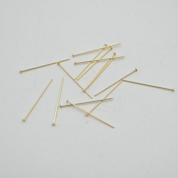 14K Gold Filled Findings - Gold Filled Headpin - 0.64mm x 25.4mm - 10, 20 or 50 Count - Made in USA