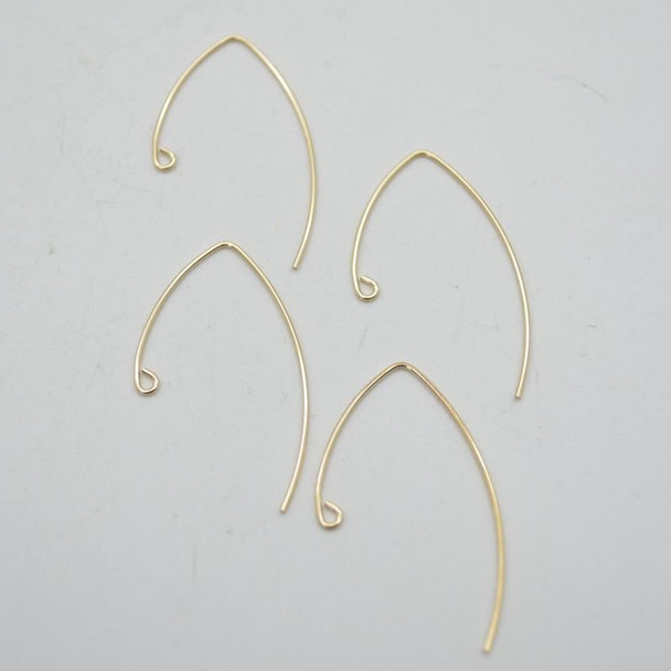 14K Gold Filled Findings - V-Shaped Earring Wire- 0.71mm x 35mm - 2 or 6 Count - Made in USA