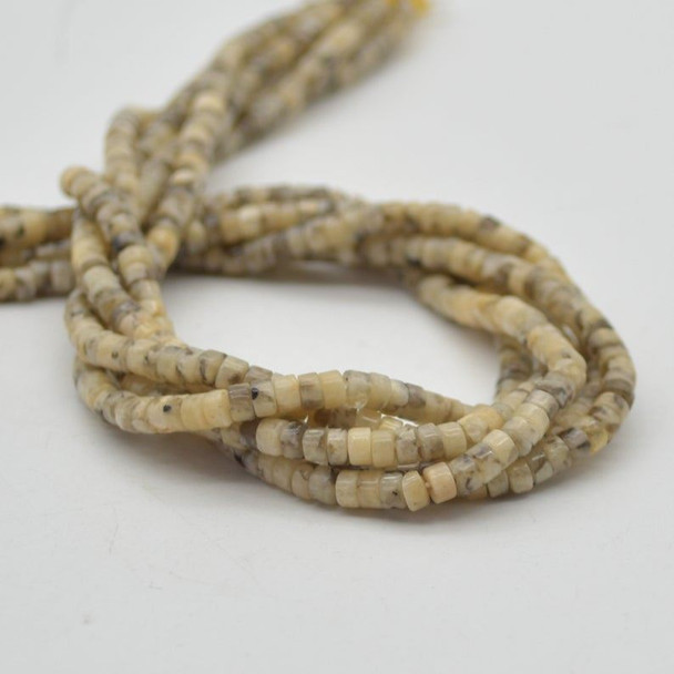 High Quality Grade A Natural Feldspar Semi-Precious Gemstone Flat Heishi Rondelle / Disc Beads - 4mm x 2mm - 15" strand