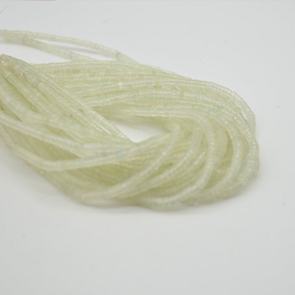 High Quality Grade A Natural New Jade Semi-Precious Gemstone Flat Heishi Rondelle / Disc Beads - 4mm x 2mm - 15" strand