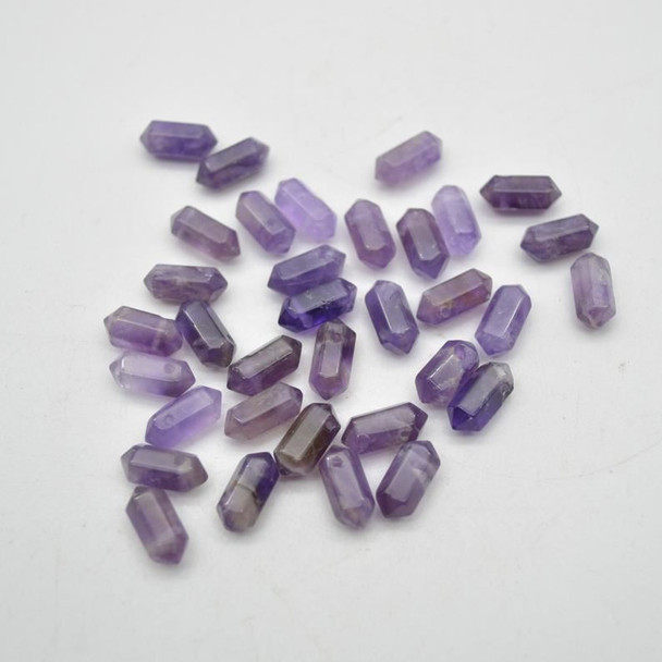High Quality Grade A Natural Amethyst Semi-Precious Gemstone Double Terminated Point Pendant Beads -  1.2cm, 1.5cm - 1 or 5 count