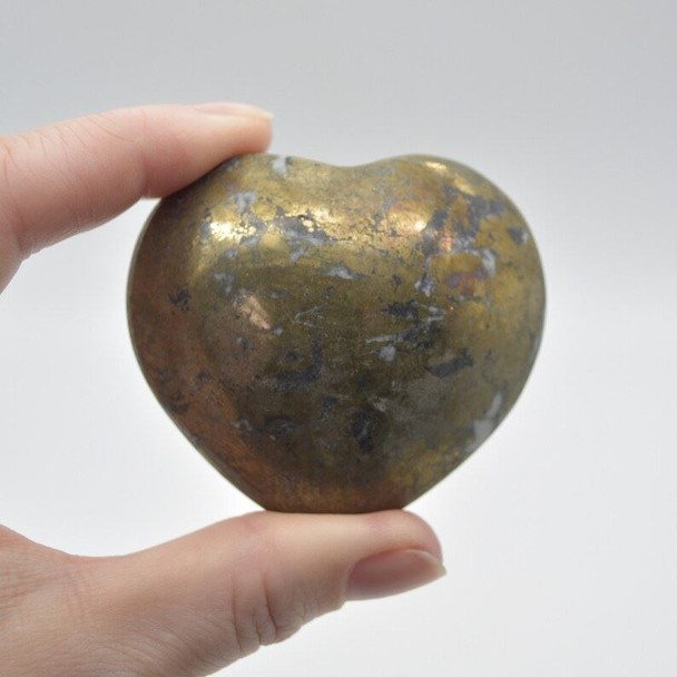 Pyrite Gemstone Heart - 182 grams - 6cm x 5cm x 3cm - 1 count