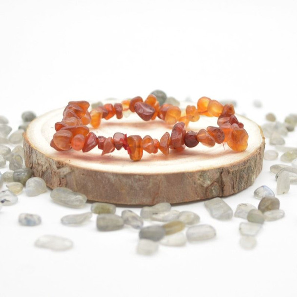 Carnelian Agate Gemstone Chip Bracelet / Beads Sample strand