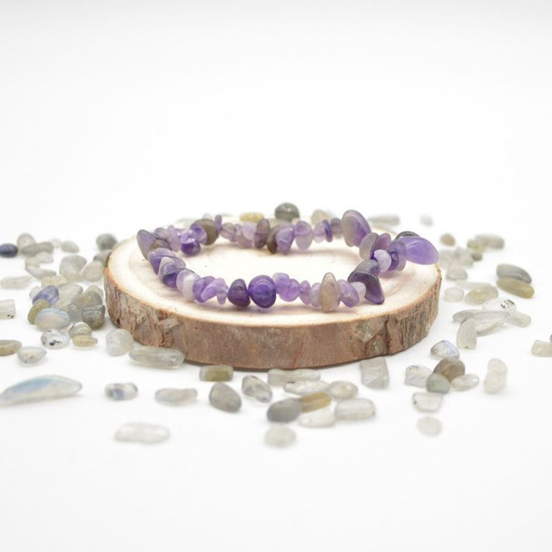 Chevron Amethyst Gemstone Chip Bracelet / Beads Sample strand