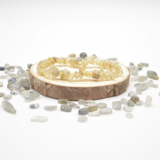 Gold Rutilated Quartz Gemstone Chip Bracelet / Beads Sample strand