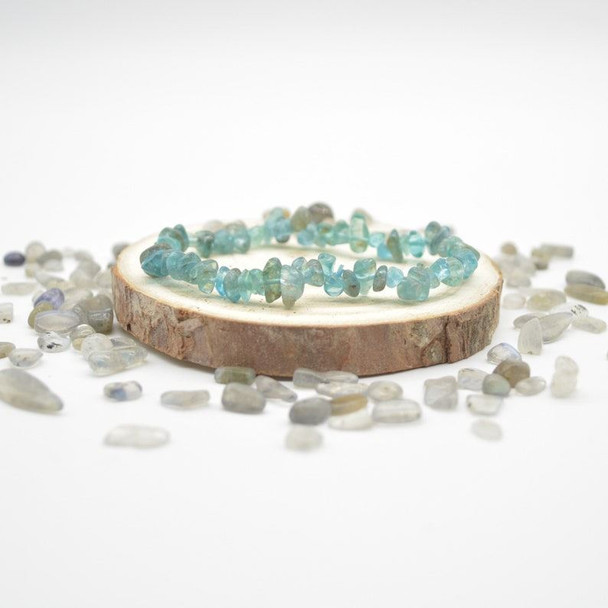 Light Apatite Gemstone Chip Bracelet / Beads Sample strand