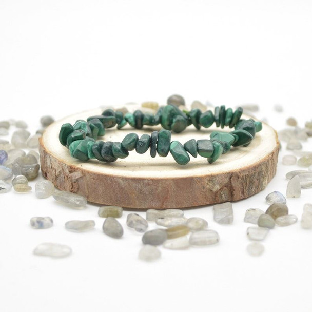 Malachite Gemstone Chip Bracelet / Beads Sample strand