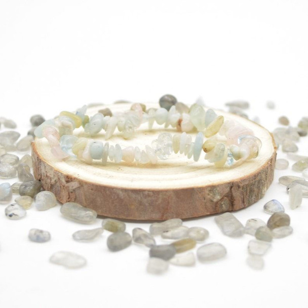 Morganite Gemstone Chip Bracelet / Beads Sample strand