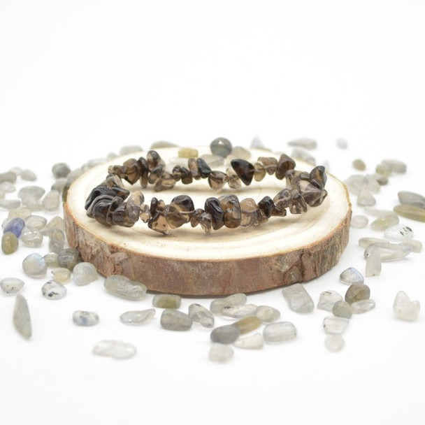 Smoky Quartz Gemstone Chip Bracelet / Beads Sample strand