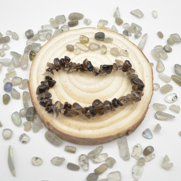 Smoky Quartz Gemstone Chip Bracelet / Beads Sample strand