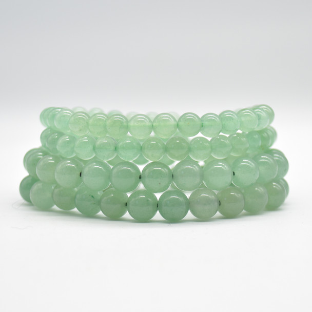 Natural Green Aventurine Semi-precious Gemstone Round Beads Sample strand / Bracelet - 6mm, 8mm sizes - 7.5"