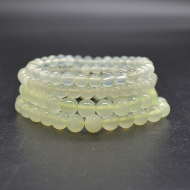 Natural New Jade Semi-precious Gemstone Round Beads Sample strand / Bracelet - 6mm, 8mm sizes - 7.5"