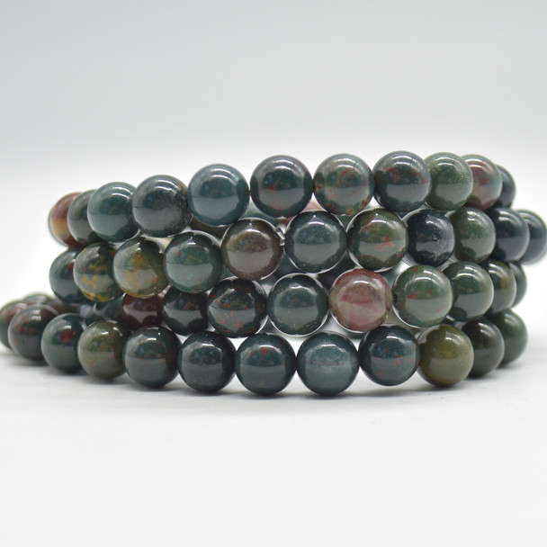 Bloodstone Gemstone Round Beads Sample strand / Bracelet - 8mm - 7.5"