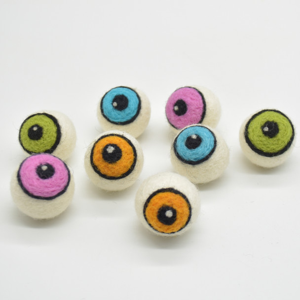 8 Assorted Felt Eye Balls - Halloween - 3cm - 2 per Colour