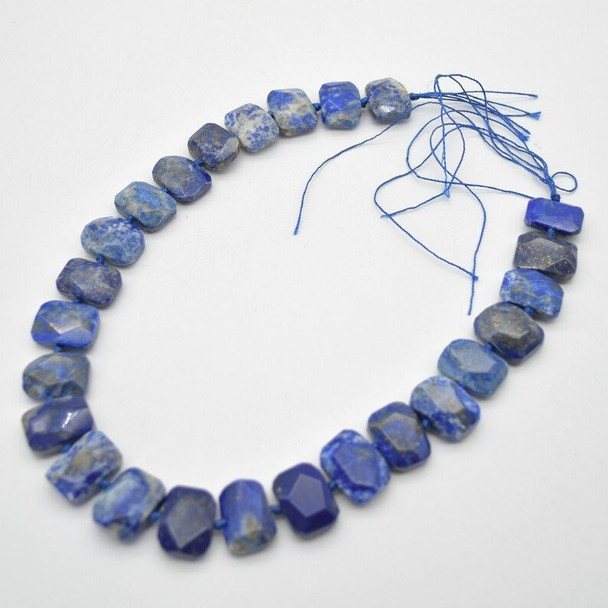 High Quality Grade A Natural Lapis Lazuli Semi-precious Gemstone Faceted Side Drilled Rectangle Pendants / Beads - 15" strand