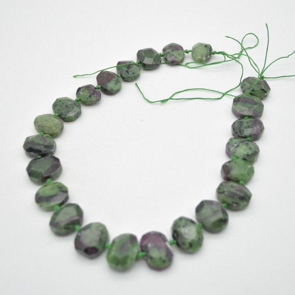 High Quality Grade A Natural Ruby Zoisite Semi-precious Gemstone Faceted Side Drilled Rectangle Pendants / Beads - 15" strand