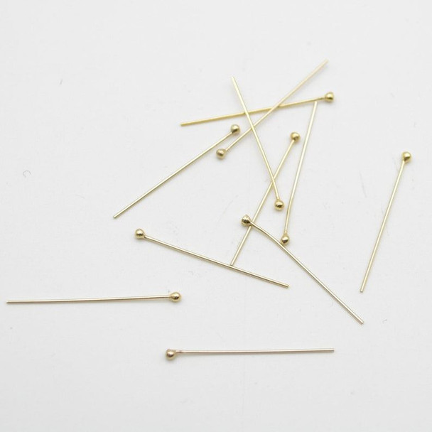 14K Gold Filled Findings - Gold Filled Ball Headpin - 0.50mm x 25.4mm - 6 or 20 Count - Made in USA