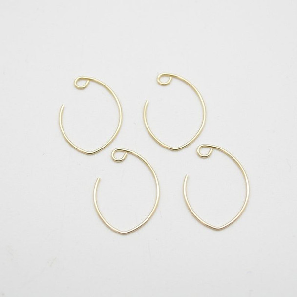 14K Gold Filled Findings - Gold Filled Flat V Shaped Earring Wire - 0.76mm x 22mm - 2 or 10 Count - Made in USA