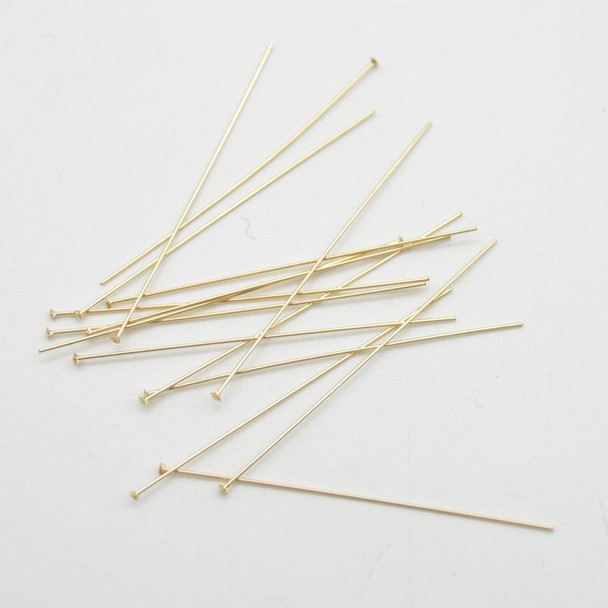 14K Gold Filled Findings - Gold Filled Headpin - 0.41mm x 38.1mm - 6 or 20 Count - Made in USA