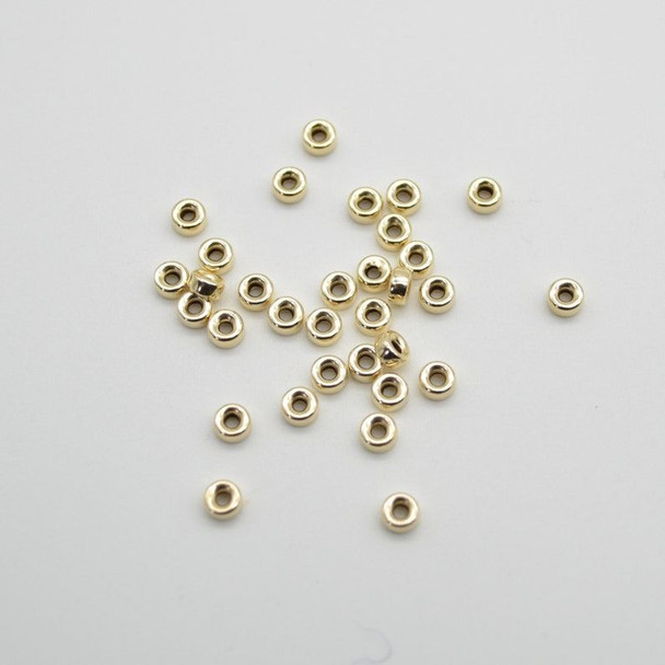 14K Gold Filled Findings - Gold Filled Seamless Rondelle Spacer Beads - 4.0mm x 2.1mm - 10 or 20 per pack - 1.2mm hole size