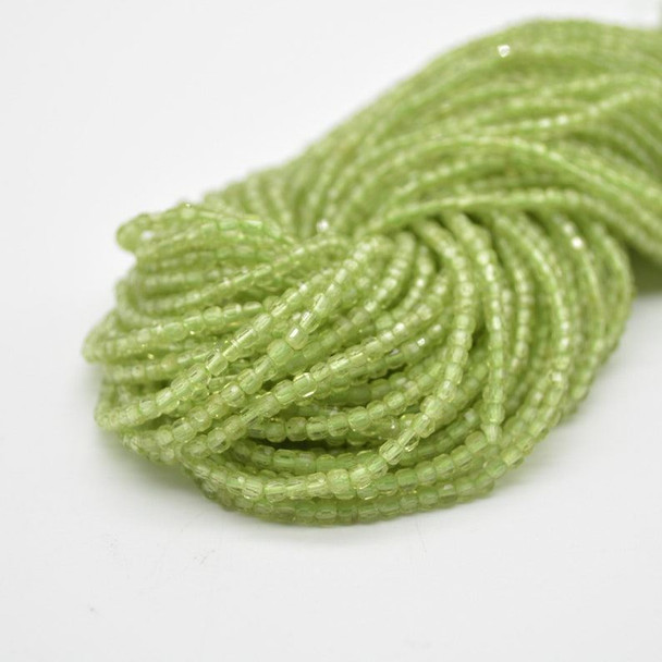 High Quality Grade A Natural Peridot Semi-precious Gemstone Faceted Cube Beads - 2mm - 2.5mm - 15" strand