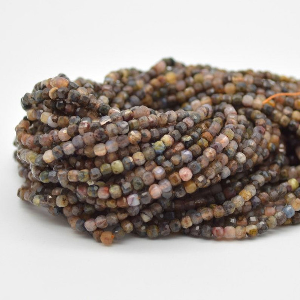 High Quality Grade A Natural Pietersite Semi-precious Gemstone Faceted Cube Beads - 2mm - 2.5mm - 15" strand