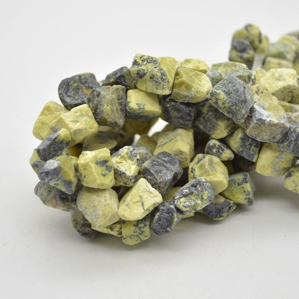 Raw Natural Yellow Turquoise Semi-precious Gemstone Chunky Nugget Beads - 13mm - 15mm x 12mm - 15mm - 15" strand