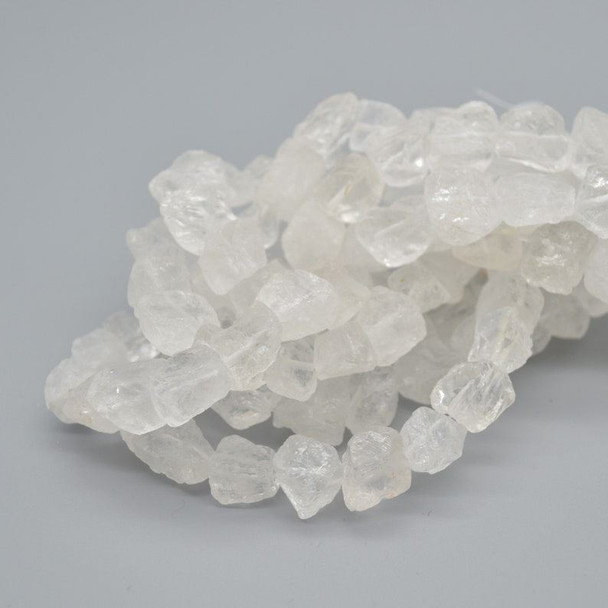 Raw Natural Clear Quartz Semi-precious Gemstone Chunky Nugget Beads - 13mm - 15mm x 12mm - 15mm - 15" strand